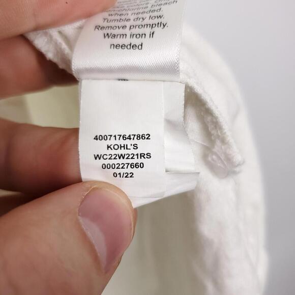 Croft Barrow Top Womens Large White Popover Linen Blend Coastal Side Buttons - Picture 7 of 10